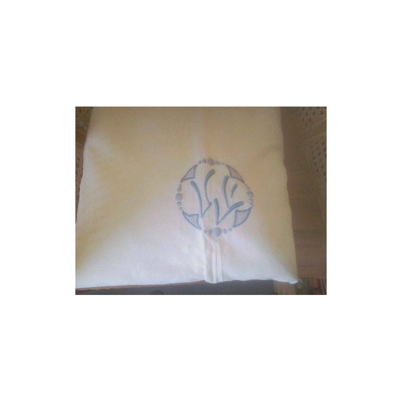 DRAP 2 PERS AJOURE BRODERIE BLEUE