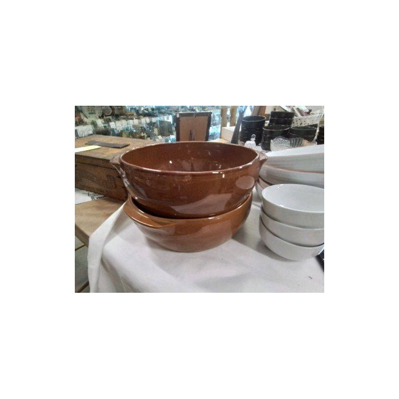 PLAT A CASSOULET POTERIE VERNISSEE GM MARRON DIGOIN