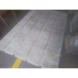 TAPIS CARREAUX SHAGGY ÉCRU...