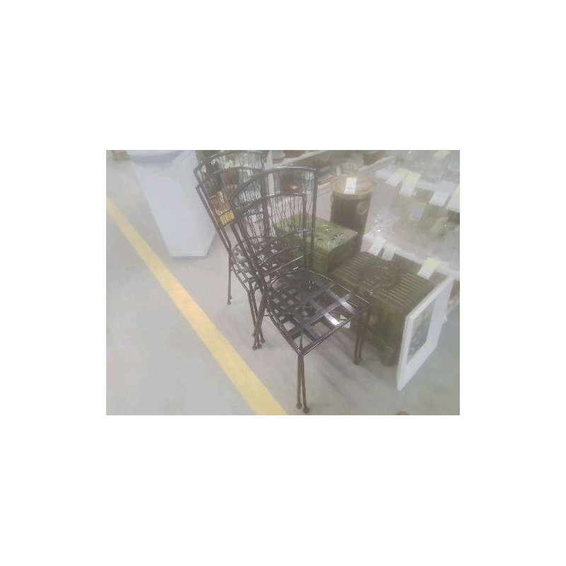 LOT 4 CHAISES MÉTAL NOIR 