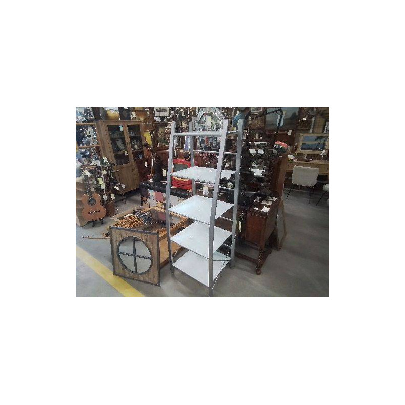 ETAGERE METAL VERRE OPAQUE 