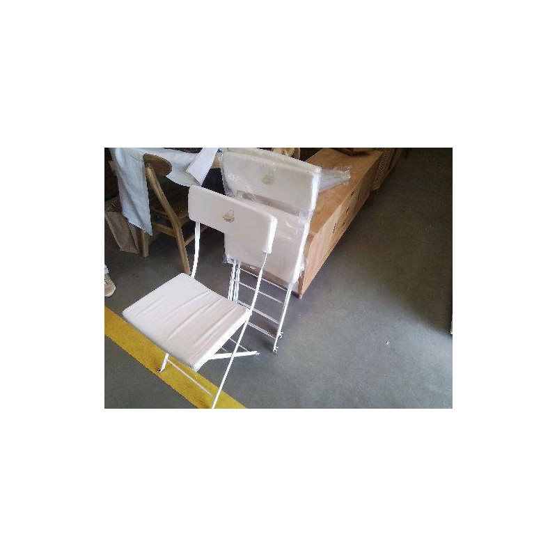 CHAISE PLIANTE METAL ET COUSSINS ECRUS FABR FRANCE