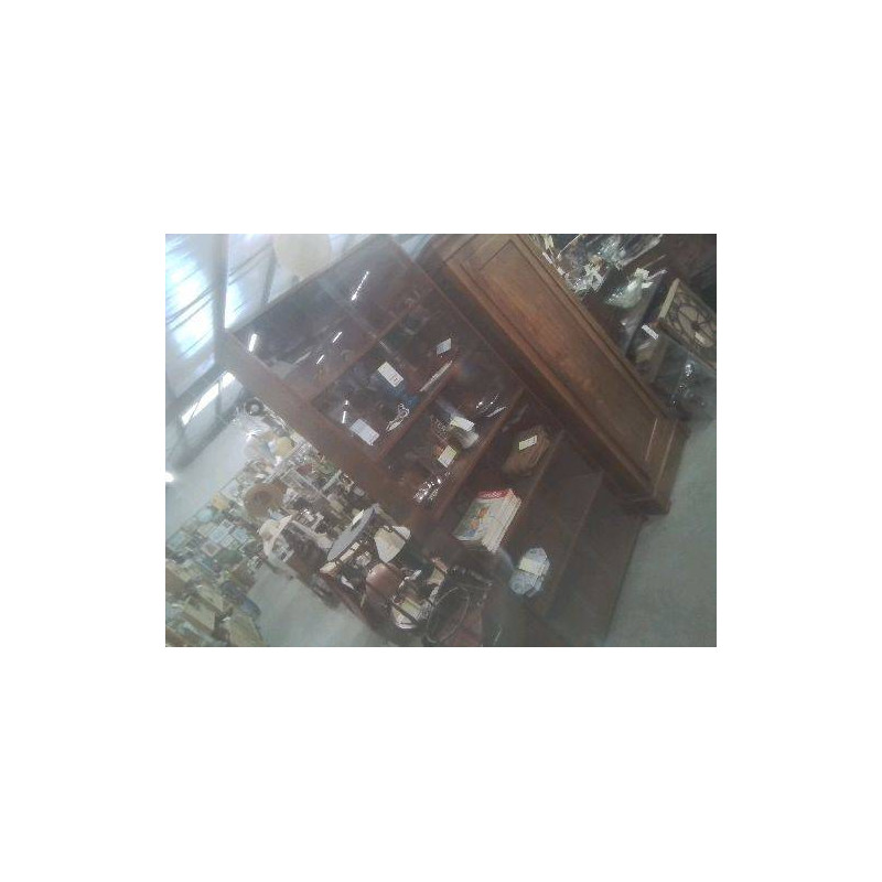 BIBLIOTHÈQUE COUL ACAJOU VITRES COULISSANTES