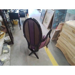 FAUTEUIL RELOOKÉ TISSU RAYÉ PIEDS CROISÉS 