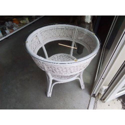 TABLE BASSE ROTIN BLANC...