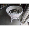 TABLE BASSE ROTIN BLANC DESSUS VERRE