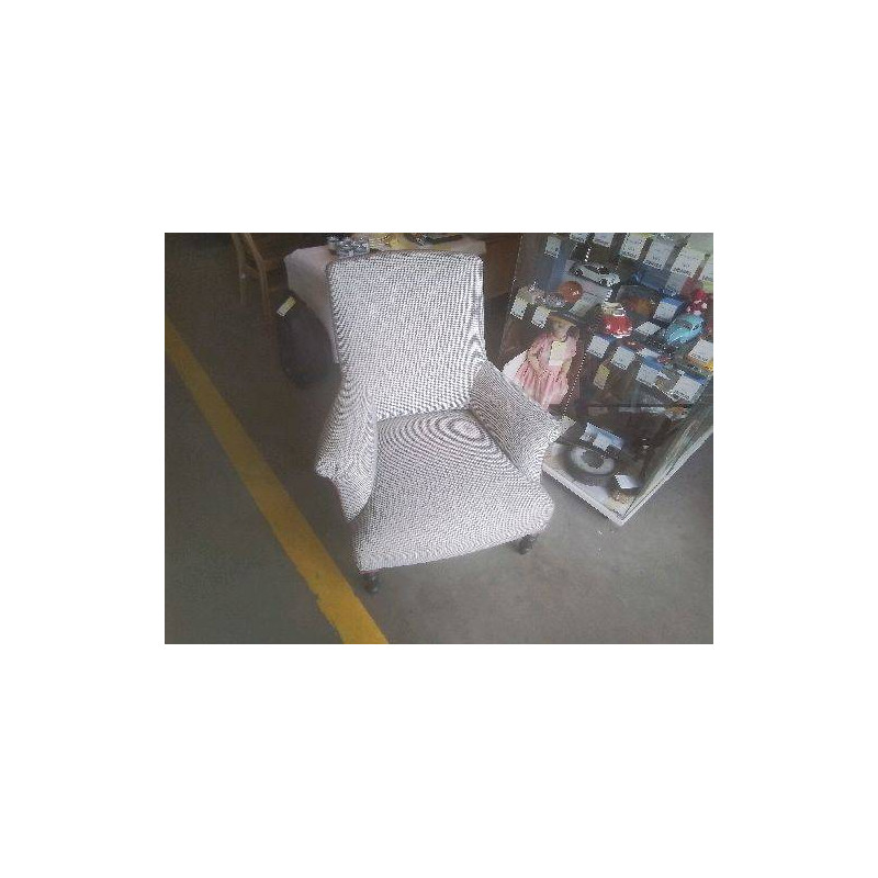 FAUTEUIL RETAPISSE MOTIFS NOIR ET BLC