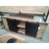 12/ME602-BUFFET TECK 2*3 TIROIRS PORTES METAL 200*50*HT 90 CM