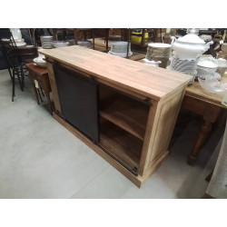 13/CIND01-BUFFET TECK 3 TIROIRS PORTE METAL 150*45*HT 90CM