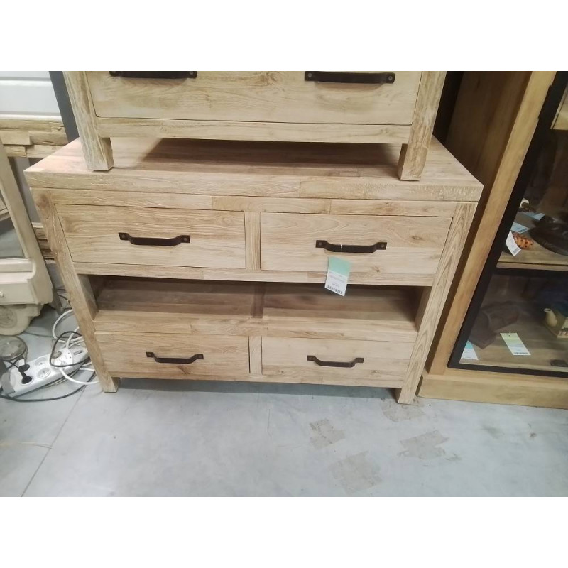 24/BAT02-MEUBLE DE SDB TECK TIROIRS NICHE 110*45*HT80 CM