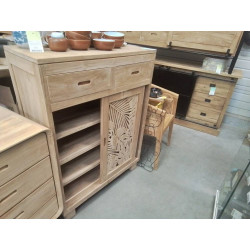 38.12/DN216-BUFFET TECK 2 PORTES SCULPTEES TIROIRS 90*40*HT 123CM