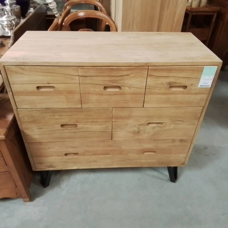 10/SO11-COMMODE TECK 6 TIROIRS 100*45*HT 86 CM