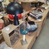 LAMPE PETROLE BOULE BLEUE PIED DORÉ 