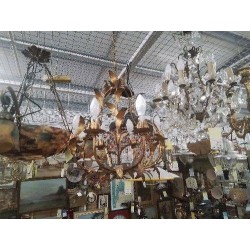 LUSTRE FEUILLES DORÉES 6 FEUX