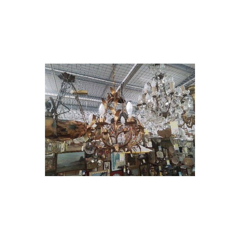 LUSTRE FEUILLES DORÉES 6 FEUX