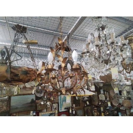 LUSTRE FEUILLES DORÉES 6 FEUX