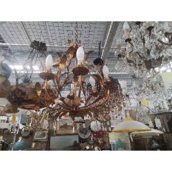 LUSTRE FEUILLES DORÉES 6 FEUX