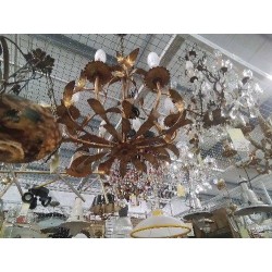 LUSTRE FEUILLES DORÉES 6 FEUX